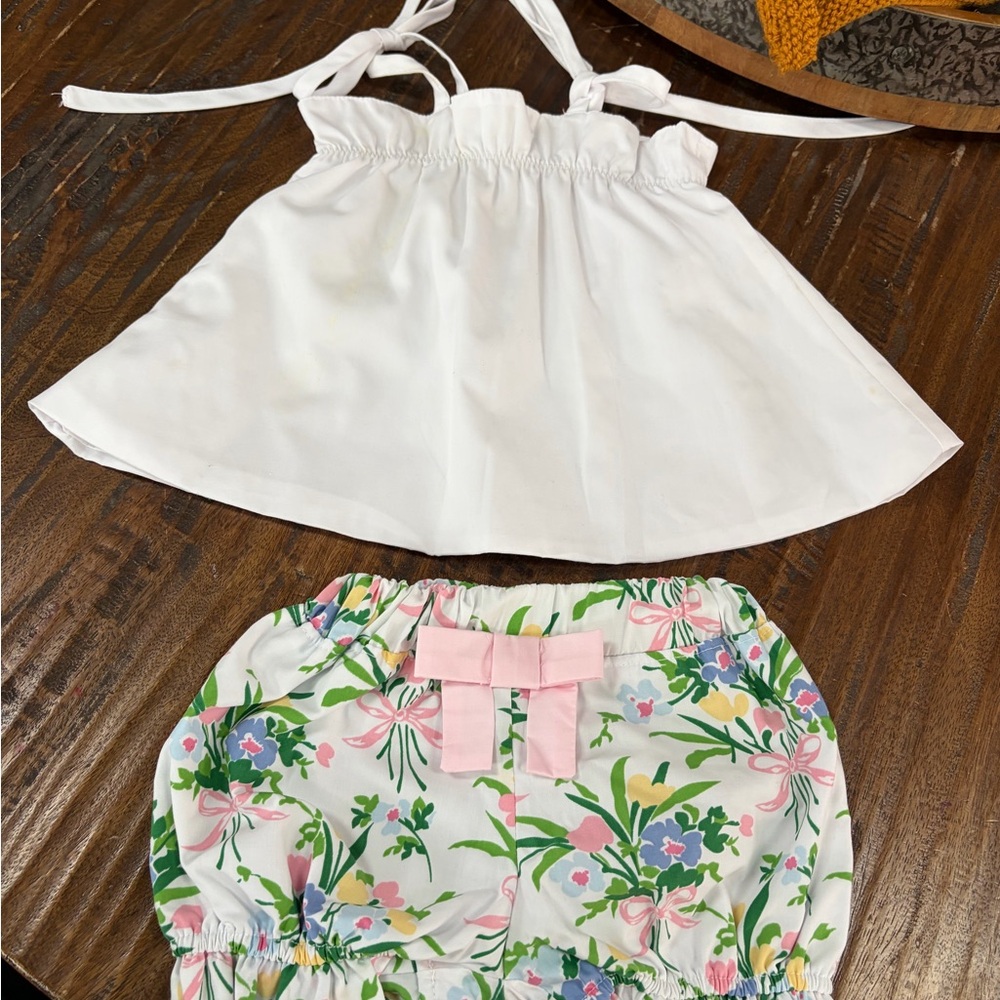 TBBC White Top and Floral Bloomers Set